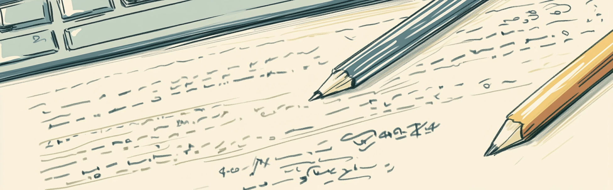 Pencils near a computer, drawing attention to the relationship between text and code